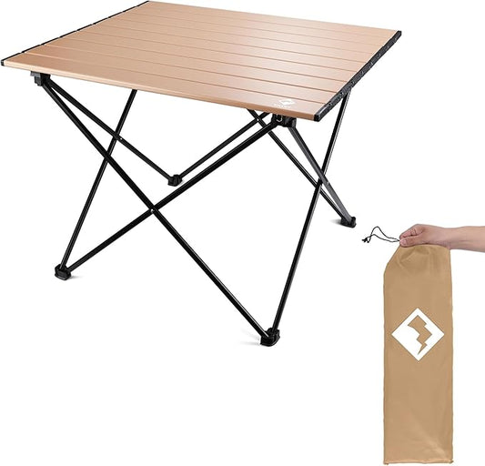 VILLEY Portable Camping Side Table, Ultralight Aluminum Folding Beach Table with Carry Bag for Outdoor Cooking, Picnic, Camp, Boat, Travel