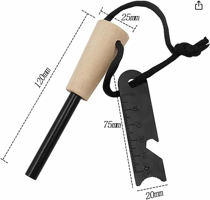 eGreen Fire Starter Kit – 10 to 30 Magnesium Bags with 3.15" Ferro Rod + Optional 60-Minute Wax Rope – Emergency Survival Ignition Set for Camping & Bushcraft