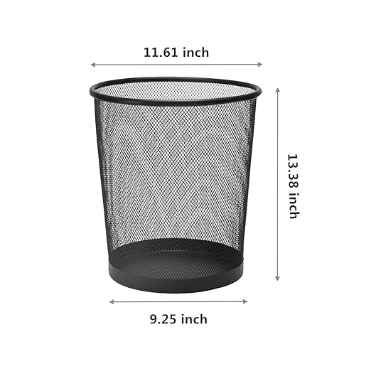 10-Pack 6 Gal Mesh Office Trash Can with 150Pcs Garbage Bags, Black Mesh Trash Cans, Open Metal Wire Wastebaskets, Waste Basket Trash Can for Near Desk, Recycling Garbage Container Bin