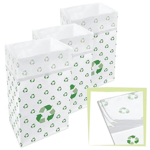 30 Gallon Multi-Liner Disposable Trash Cans (3-Pack) with Fitted Trash Bags - Reusable Garbage and Recycling Bins for Parties, Events, and More (Recycle - 17" Height x 14" Width x 30" Depth)