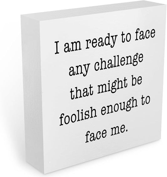 Funny Quotes Office Supplies Rustic Desk Decor White Wooden Box Sign Inspirational Office Organization Farmhouse Wood Plaque Motivational Cubicle Accessories Home Shelf Table Centerpiece Decorations