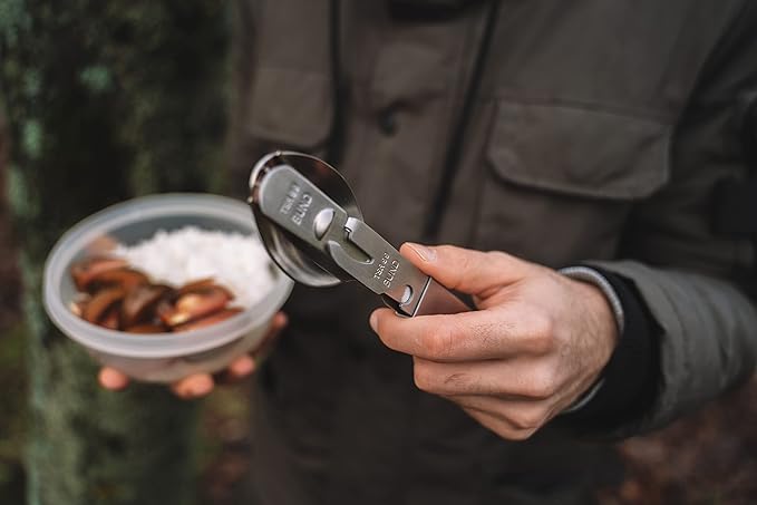 German cutlery set 4 pieces Eating utensils military style spoon fork knife kit flatware multi-tool Camping bottle can opener stainless steel NEW