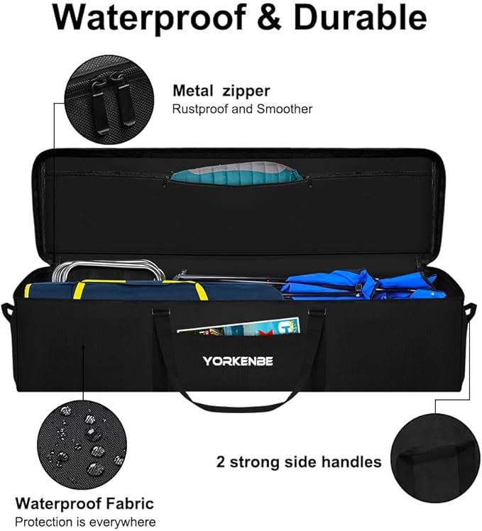 106L 45" Heavy Duty Extra Large Duffel Bag, Water Resistant Sports Equipment Bag with Upgrade Zipper, Tent Storage Replacement with Large Mouth and Padded Handles