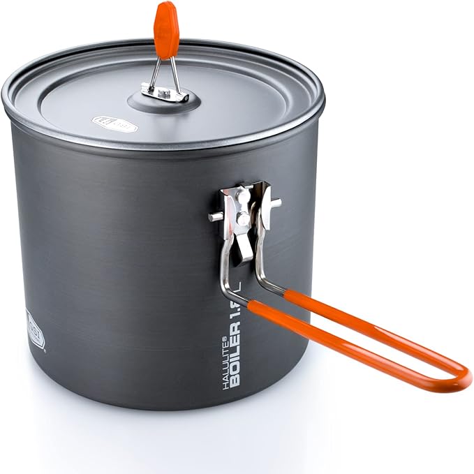 GSI Outdoors Halulite Boiler Ultralight Hard-Anodized Pot with Folding Handle, Fast-Heating Camping Cookware for Backpacking, Hiking & Outdoor Cooking