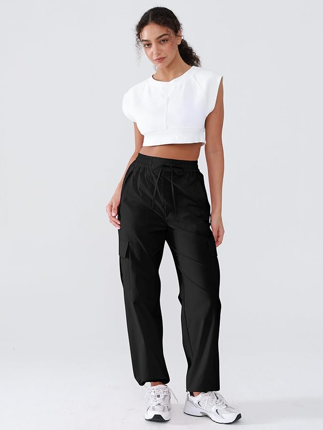 Hiking Pants Women Lightweight Cargo Pants Quick Dry Water Resistant Outdoor Travel Pants with Zipper Pockets