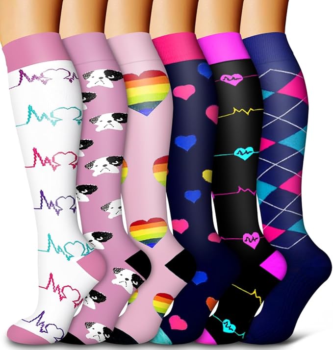 6 Pack Copper Compression Socks for Women and Men Circulation-Best Support for Medical, Running,Nursing,Athletic