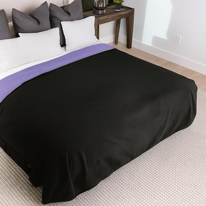 Waterproof Blanket Large – No Mess Soft and Cozy Waterproof Throw Blanket Against Accidents, Spill & Stain Proof Easy to Clean Splash Blanket Cover, Reversible Purple/Black 80”x90”