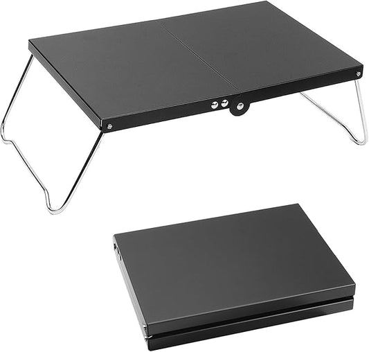 Ultralight Mini Outdoor Table Foldable Aluminum Alloy Camping Table with Carry Bag for Outdoor Cooking, Picnic, Camp, Barbecue (Black)