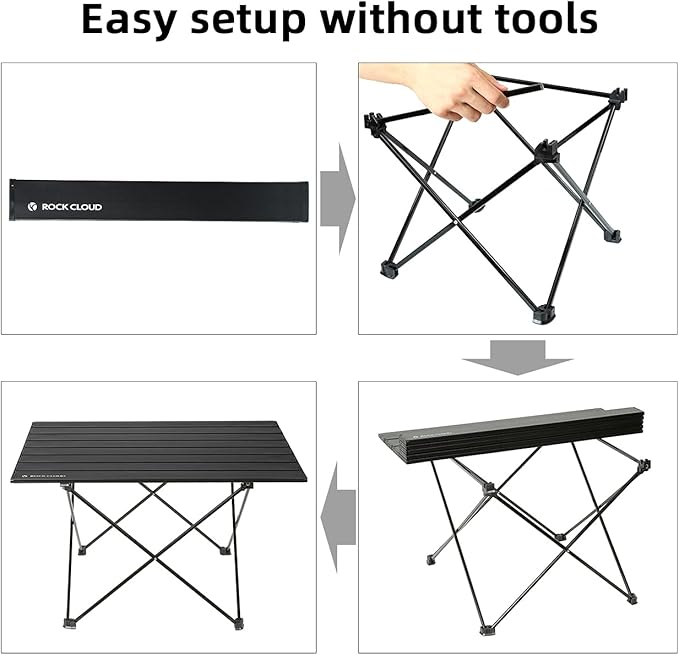 ROCK CLOUD Portable Camping Table Ultralight Aluminum Camp Table Folding Beach Table for Camping Hiking Backpacking Outdoor Picnic, Size L