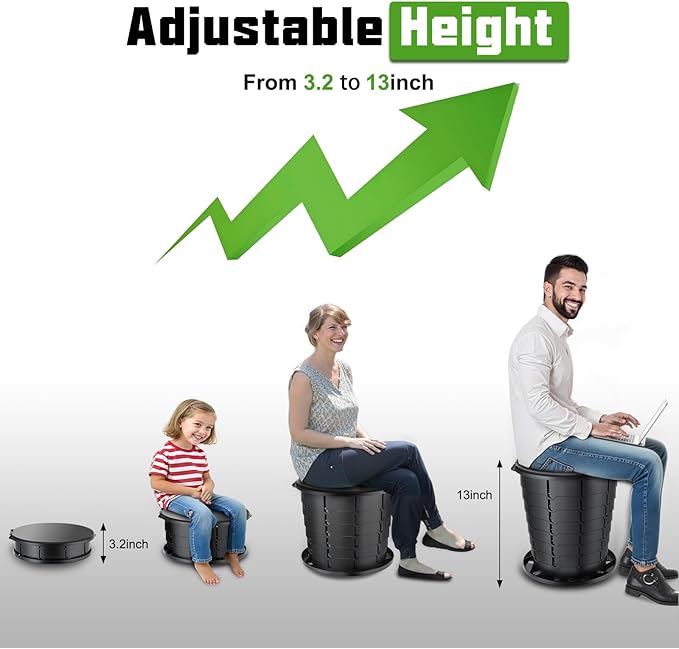 Camping Toilet, Retractable Portable Toilet for Adults Kids, Adjustable Height Portable Potty with Lid, Foldable Travel Potty for Camping, Hiking, Fishing, Car Travel, RV, Road Trip, Beach (13”H)