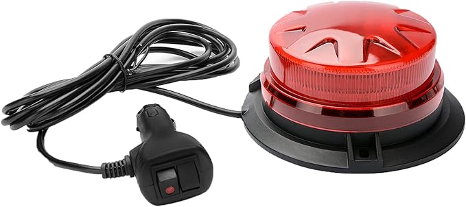 Red Led Emergency Strobe Beacon Lights with Magnetic Mount and 8 Flash Models Warning Safety Flashing Rooftop Signal Lamp for Firefighters Police Construction Vehicle Tractor Truck (24-LED 12V-24V)