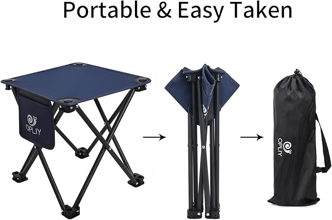 Opliy Camping Stool 2 Pack,13.5 Inch Portable Folding Stool for Outdoor Gardening and Beach Hiking Fishing,Foot Stool with Carry Bag (Blue)