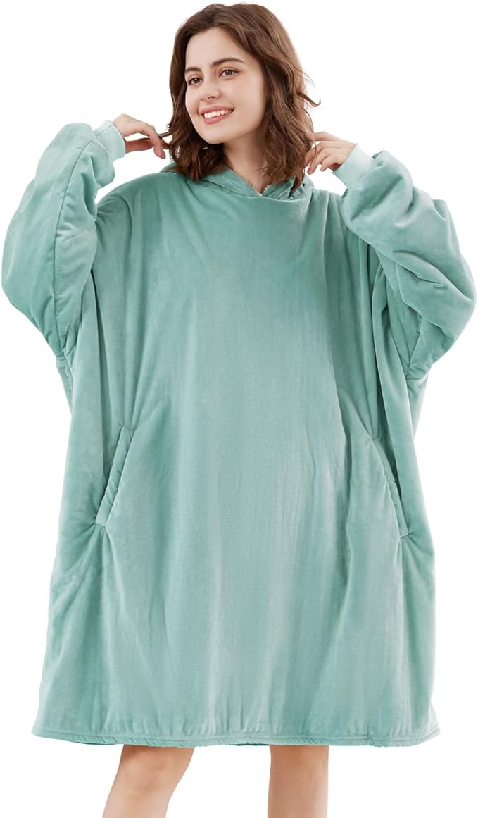 LetsFunny Blanket Hoodie,Oversized Wearable Sherpa Fleece Blanket Sweatshirt,Super Soft Warm Cozy with Giant Pocket,for Women Men Adults Teenagers Kids, One Size Fits All