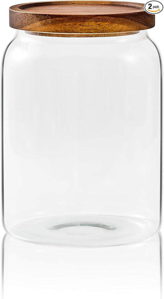 Sweejar Glass Jars for Laundry Room Organization, 90 ounce Laundry Pods Container, Glass Food Storage Jars with Airtight Lid, 1 Pack, Press Lid