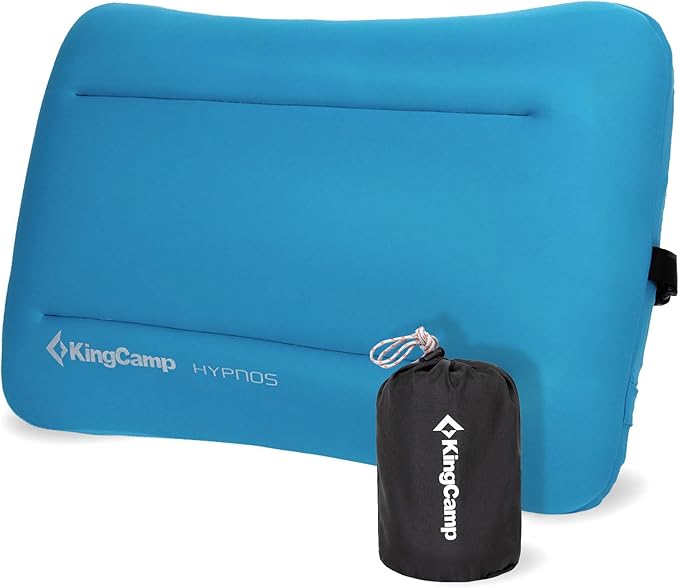 KingCamp Memory Foam Camping Pillow, Extra Large Inflatable Camp Pillow, Portable Ergonomic Air Pillow with Removable Washable Cover for Camping, Hiking, Car, Beach, Travel
