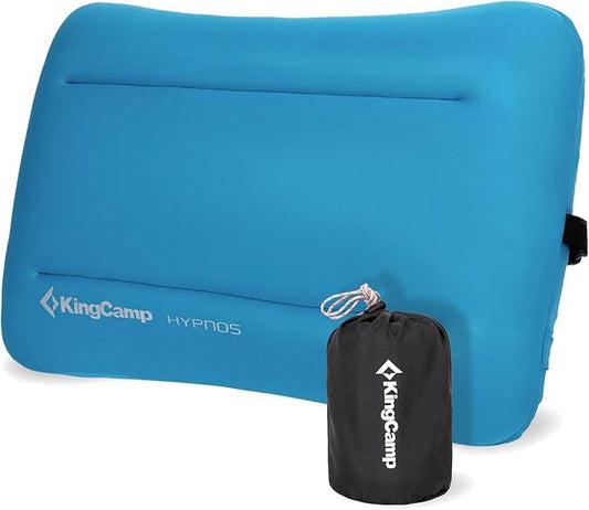 KingCamp Memory Foam Camping Pillow, Extra Large Inflatable Camp Pillow, Portable Ergonomic Air Pillow with Removable Washable Cover for Camping, Hiking, Car, Beach, Travel