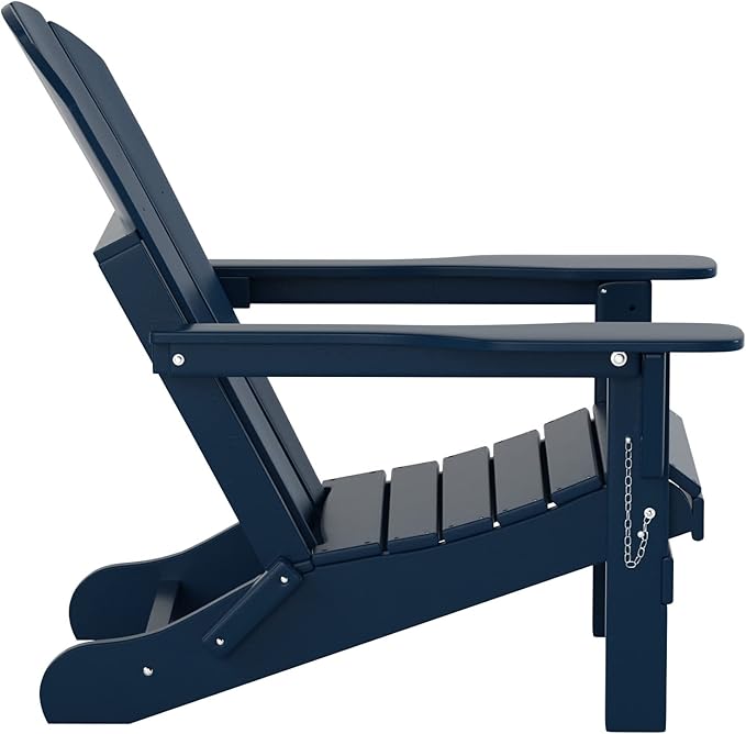 WestinTrends Malibu Malibu Outdoor Folding Poly Adirondack Chair (Set of 8), Navy Blue