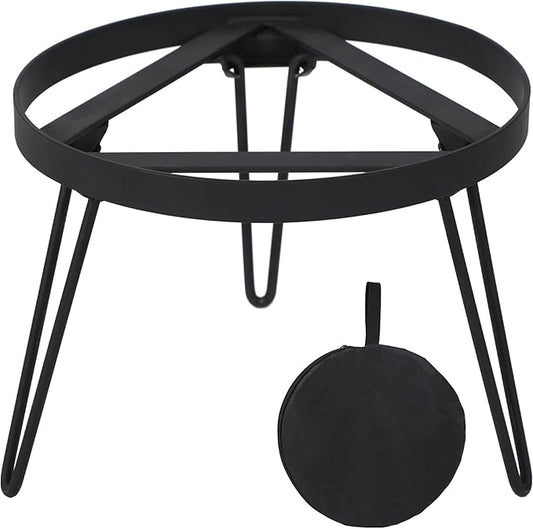 Lineslife Folding Campfire Tripod for Cooking, Portable Camping Tripod Stand for Solo Stove Bonfire Fire Pit, Dutch Oven, Open Fire, Iron Black