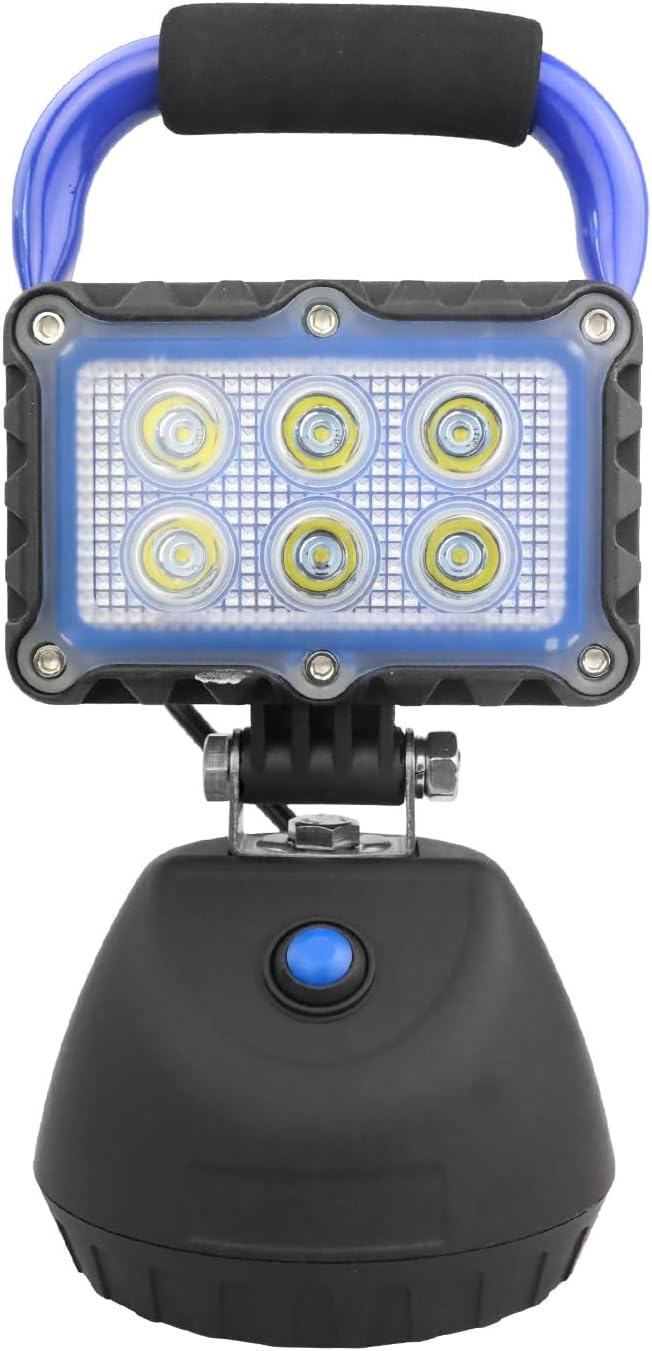 LED 18W Work Light 2400LM Aluminum Alloy Strong Magnetic Waterproof Dustproof Portable Handle Floodlight Suitable for Repair Workshop Garage Construction Site (Blue)
