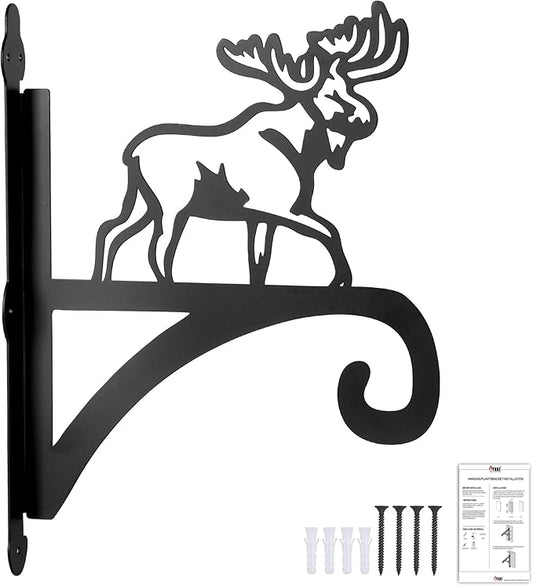 ATKKE Hanging Plant Bracket Hangers Indoor Iron Wall Mount,11??Moose Silhouette Ornamental Iron Hangers Hookers for Flower Pot Lantern Bird Feeder Wind Chimes