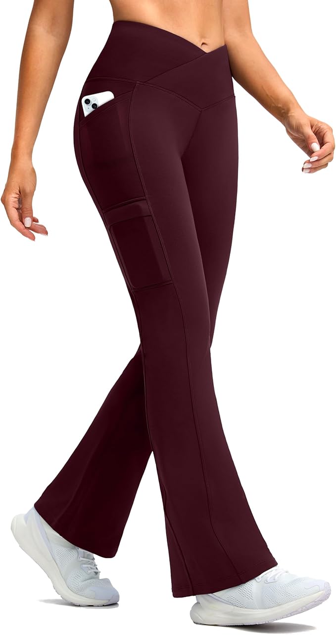 G Gradual Women's Fleece Lined Pants Water Resistant Winter Thermal Flare Leggings Hiking Snow Pants for Women 4 Pockets