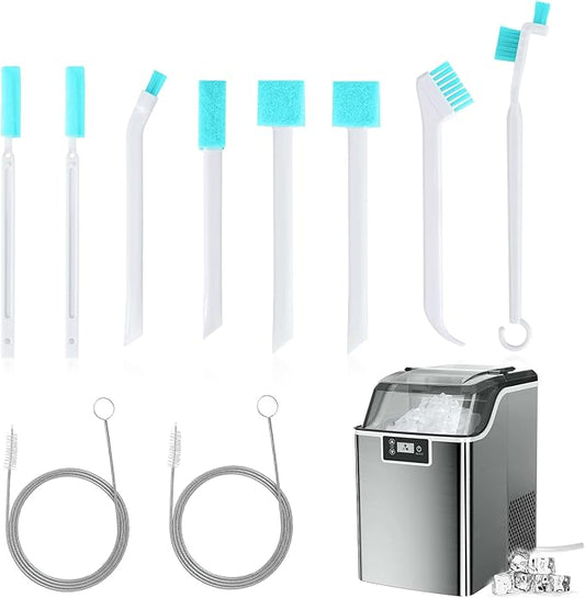 XANGNIER Ice Machine Cleaner Brush Kits,Countertop Ice Maker Cleaning Tools Accessories-2 Pcs Extra Long Pipe Drain Cleaners Brush and 8 Pcs Small Crevice Cleaning Brush for Tight Spaces