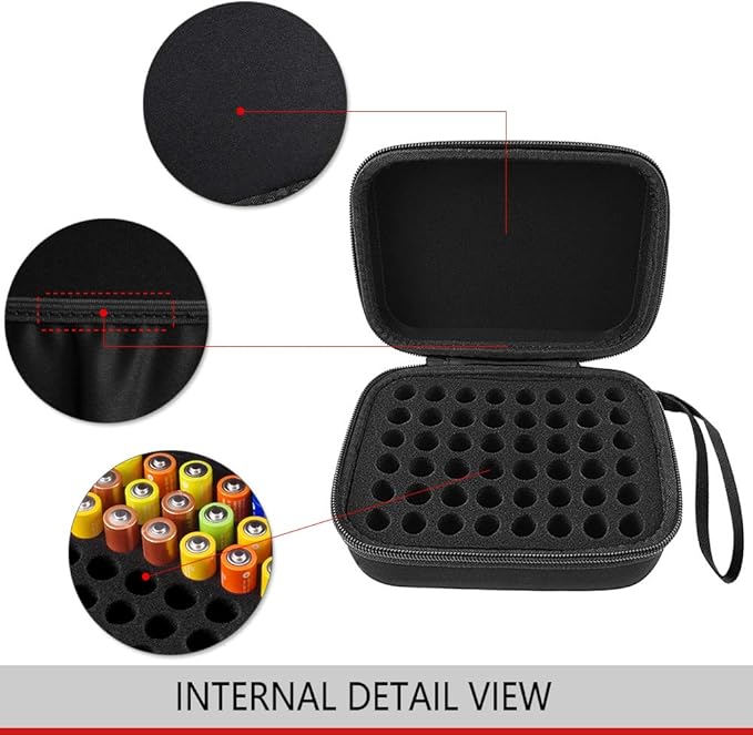 Comecase Hard Battery Organizer Storage Box Carrying Case Bag - Holds 48 Batteries AA [ Not Include Tester and Accessories ]