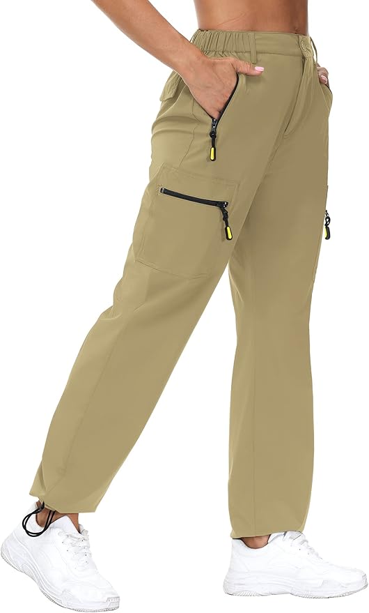 VVK Women's Hiking Cargo Pants Lightweight Quick Dry Outdoor Athletic Pants Camping Climbing Golf Zipper Pockets