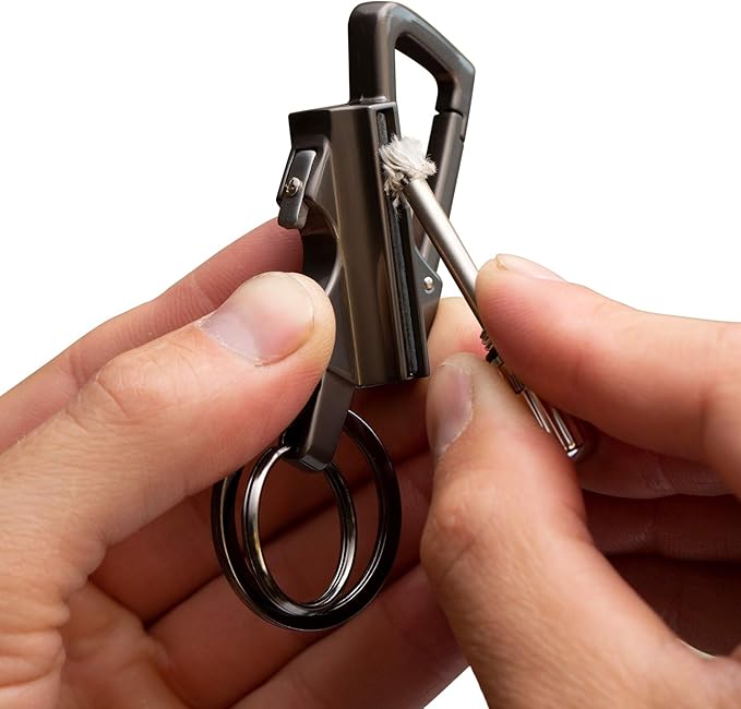 SURVIVE Permanent Match Bottle Opener Metal Keychain, Reusable Survival Fire Starter Lighter, Emergency Waterproof Striker Stick Kit