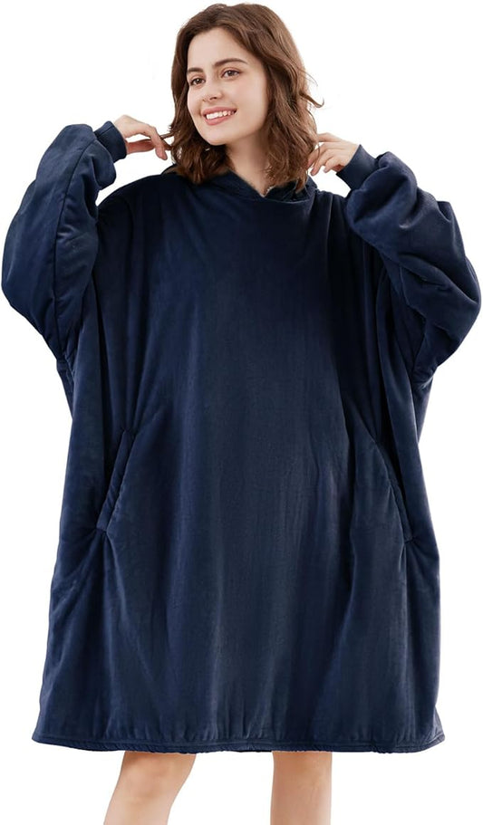 LetsFunny Blanket Hoodie,Oversized Wearable Sherpa Fleece Blanket Sweatshirt,Super Soft Warm Cozy with Giant Pocket,Gifts for Women Men Adults Teenagers Kids, One Size Fits All