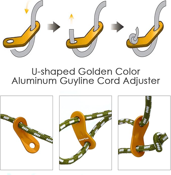 GEERTOP 6 Pack 5 mm Guy Lines Ultralight Tent Cords with Aluminum Adjuster Tensioner Outdoor Camping Guylines Ropes for Tent Tarp, Canopy Shelter, Climbing, Hiking Backpacking Survival Gear