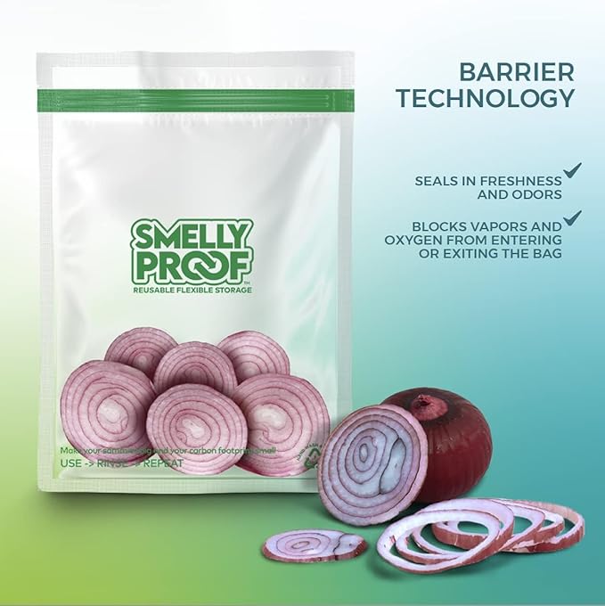 Smelly Proof Reusable Food Storage Bags, 15-Pack, Clear FLAT, 8.5x10