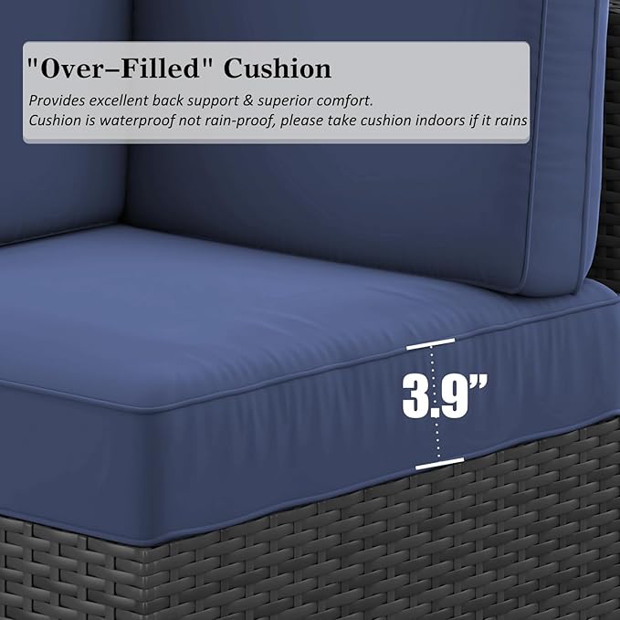 LayinSun 13 Pieces Outdoor Patio Furniture Set with 44" Fire Pit Table Rattan Sectional Sofa Conversation Sets