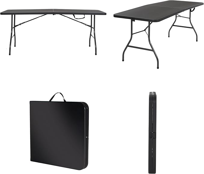 COSCO Molded Folding Banquet Table w/Handle, 6ft, Black