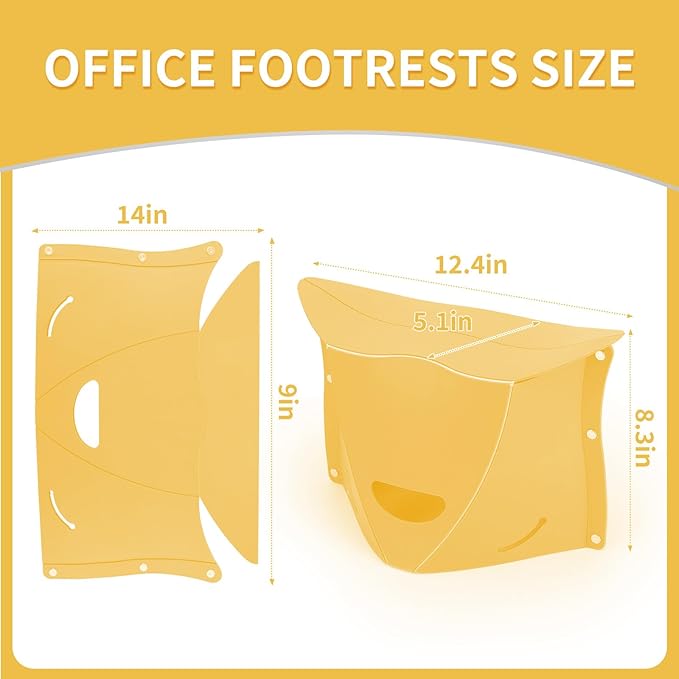 Travel Foot Rest for Airplane & Office - Portable Under Desk Foot Stool, Relieves Back & Knee Pain, Comfort for Long Flights, Cars, Subways & Trains (Yellow)