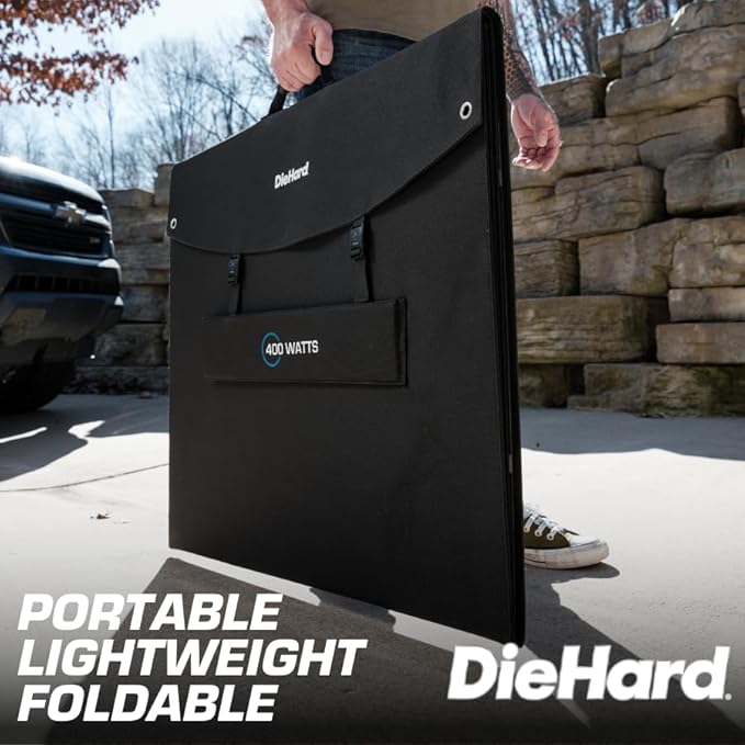 DieHard Solar Panel, 400-Watt, High-Efficiency, Adjustable, Foldable, Flexible, Lightweight, Portable - Designed for use with DieHard Portable Power Stations