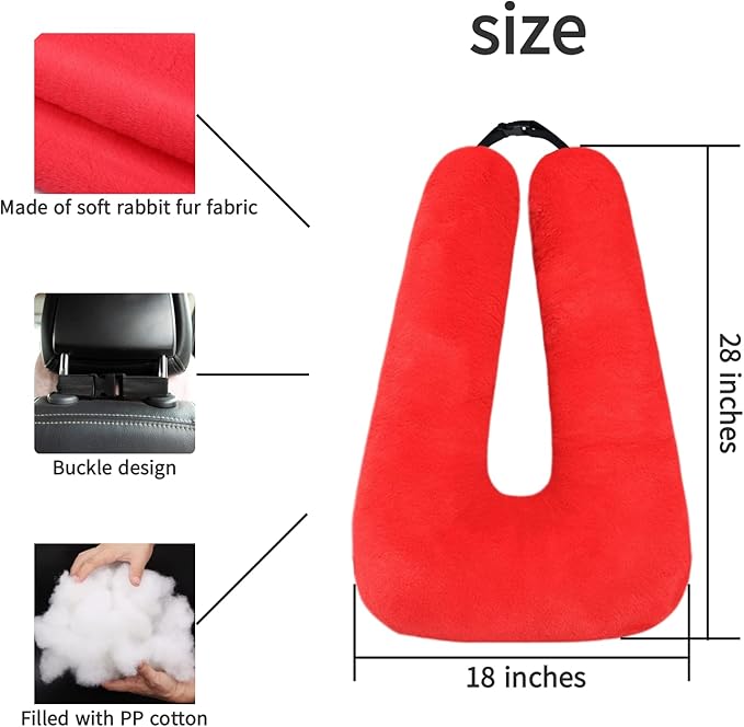 Travel Pillow Car Pillow Kid Car Sleeping The Sleeping Aid for Adults and Kids on Road Trips Kids Travel Pillow Red