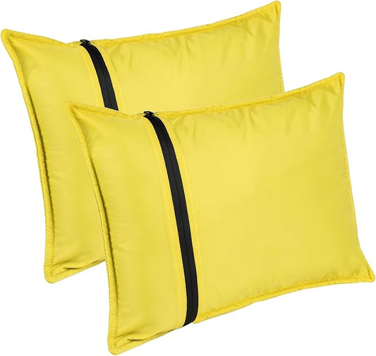 Stuffable Camping Pillow Stuff Sack (Small, Yellow, 2-Pack) - 10 x 14 - for Hiking, Backpacking and Travel Bring Your Own Stuffing