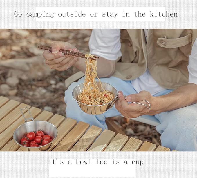 Camp Bowl Travel Sierra Cup Camping Tableware Equipment Set Backpacking 304 Stainless Steel Carry Fold Sturdy Measuring 500ml 2pcs + Canvas Bag