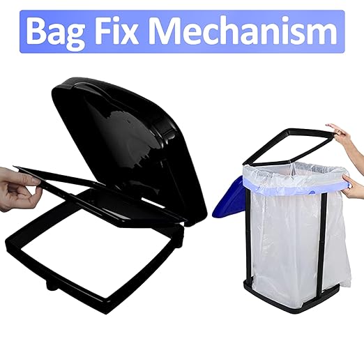 Portable Trash Bag Holder Collapsible Trash can with 25 PCS Drawstring Trash Bags | Expandable Outdoor Waste Bins Camping Accessories for Indoor Outdoor RV Picnic Kitchen Home Use | Black