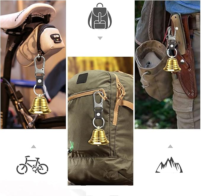 NedFoss Loud Bear Bell Set to Scare Bears, Hiking Essentials for Women, Emergency Whistle and Bear Bells for Hiking, Camping, Biking, Solid Brass Bear Deterrent Hiking Gear Gifts