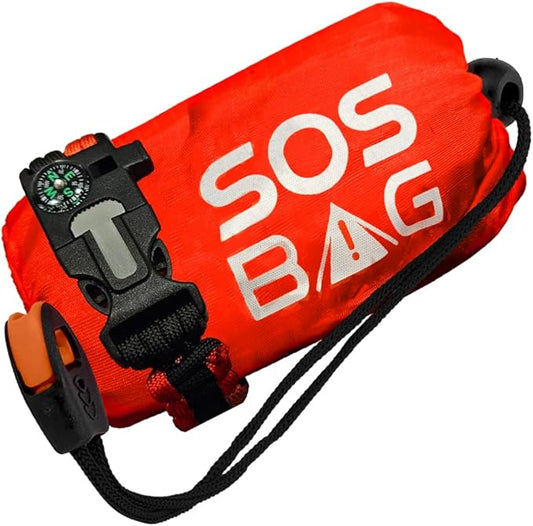 SOS Emergency Sleeping Bag - Ultra-Light Survival Gear for Emergency Preparedness, Hiking, and Outdoor Safety. Reflects 90% Body Heat, Waterproof Protection