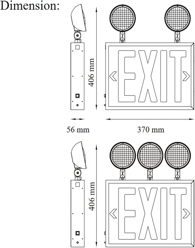 TANLUX New York Approved Emergency Exit Sign, Red Exit Signs with Emergency Lights, Hardwired with Battery Backup, AC 120/277V, Single and Double Faces, Two or Three Heads Optional