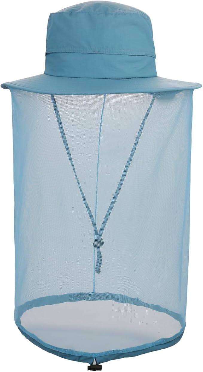 Fishing Hat Sun Protection Hat Mosquito Head Net for Outdoors Bucket Hat with Hidden Net Mesh