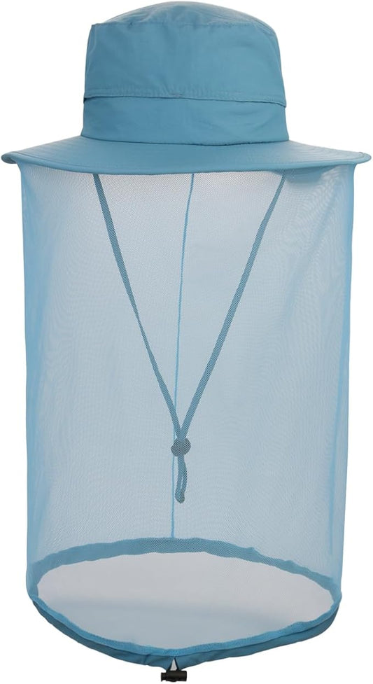 Fishing Hat Sun Protection Hat Mosquito Head Net for Outdoors Bucket Hat with Hidden Net Mesh