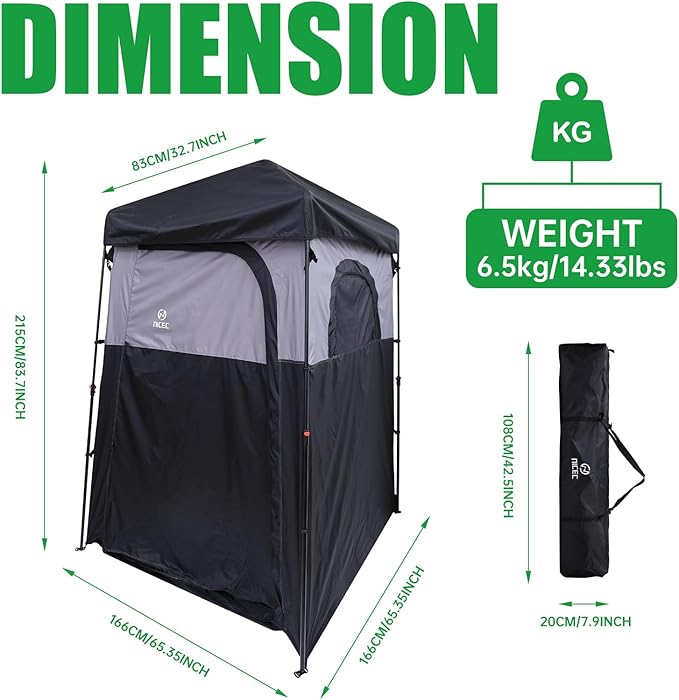 Nice C Camping Shower, Instant Pop Up Changing Privacy Tent, Outdoor Shower Enclosure, Toilet Tent, Oversize (1 Room)