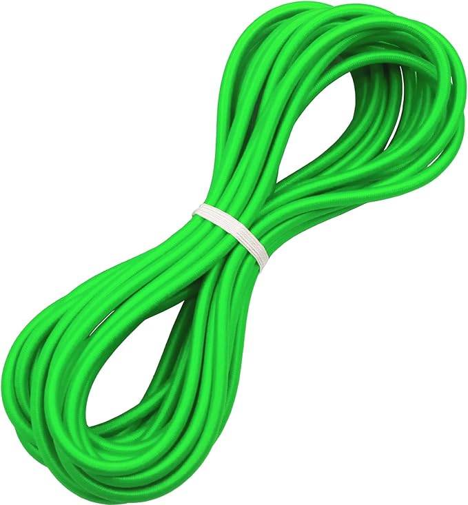 1/4" Elastic Bungee Shock Cords, 25 Feet Marine Grade Kayak Heavy Stretch String Rope & Tie Down Trailer Straps for DIY Projects Green