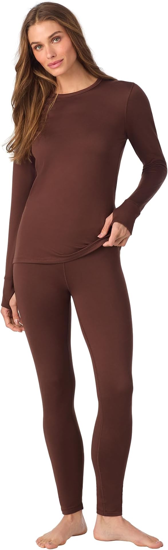 Cuddl Duds Womens Fleece Lined Thermal Base Layer Set – Long Sleeve Shirt & Leggings for Cold Weather – Lounge Set for Women
