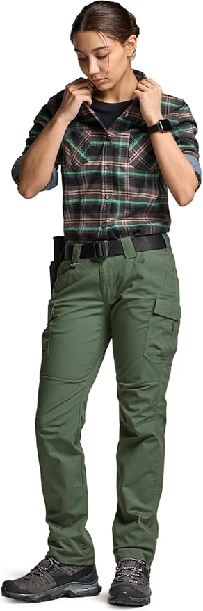 CQR Women's Flex Stretch Tactical Pants, Water Resistant Ripstop Cargo Work Pants with Pockets for Outdoor & Hiking