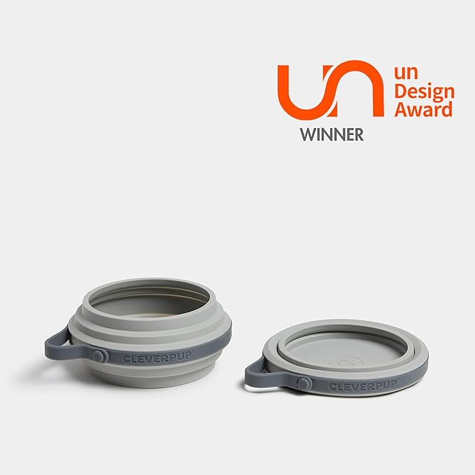 Nomad Small Collapsible Dog Bowl - 2 Cup Food-Safe Silicone Travel Bowl for Dogs, Portable & Sturdy, Food/Water, Dishwasher Safe - Grey